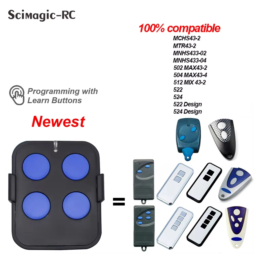 502 MAX43-2 504 MAX43-4 512 MIX 43-2 Garage Door Remote Control For MTR43-2 MCHS43-2 MNHS433-02 MNHS433-04