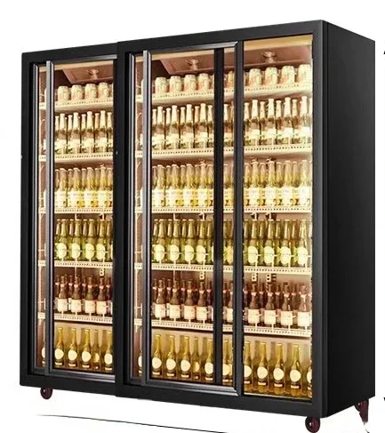 Left and right sliding doors, freezer, beverage display cabinet, refrigeration and preservation commercial refrigerator Hot sale