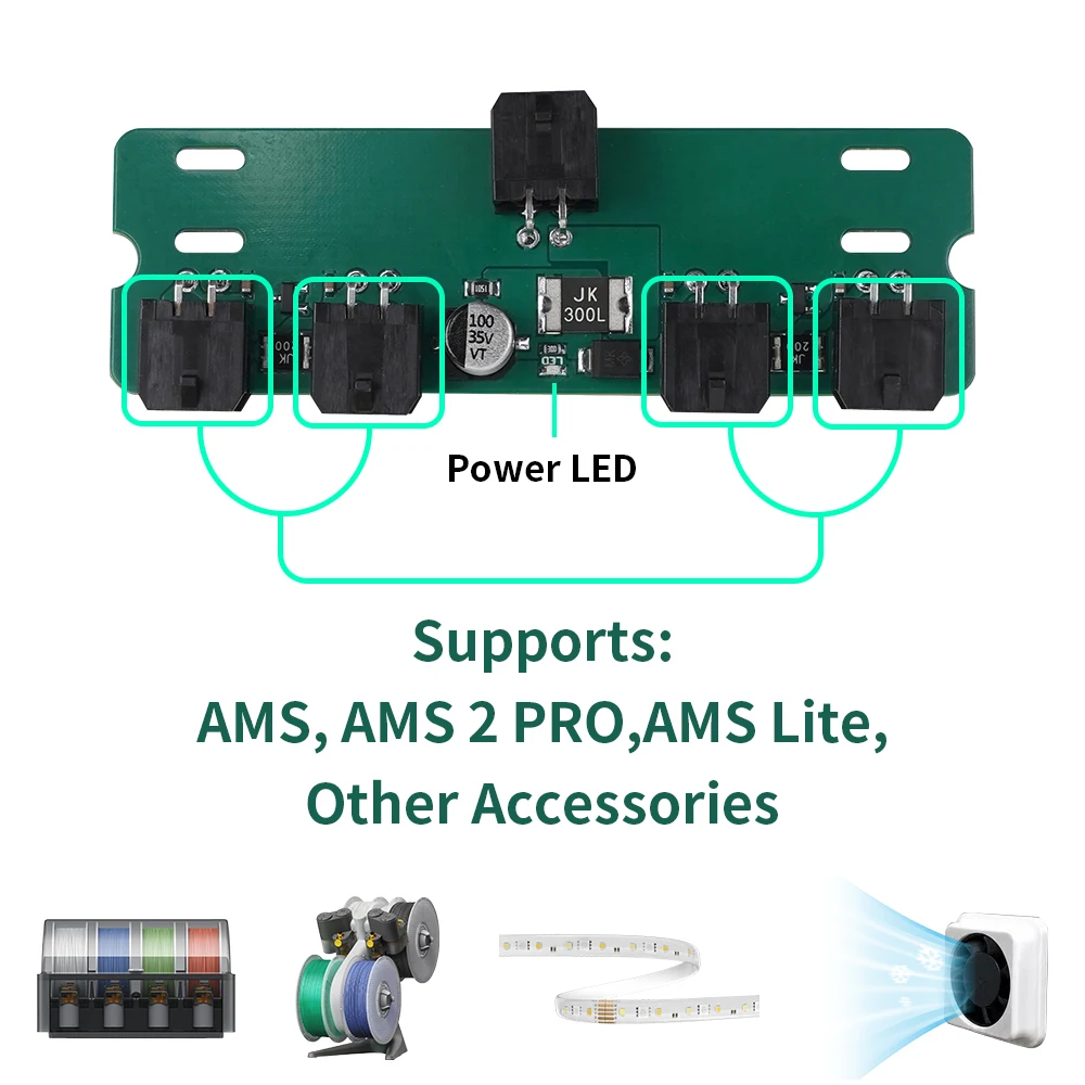 4-Port Expansion Hub For Bambu Lab A2L/X2D/P2S/H2C/H2D/H2S/X1C/X1/P1S/P1P/A1/A1mini Docking Station with Power Signal Protection