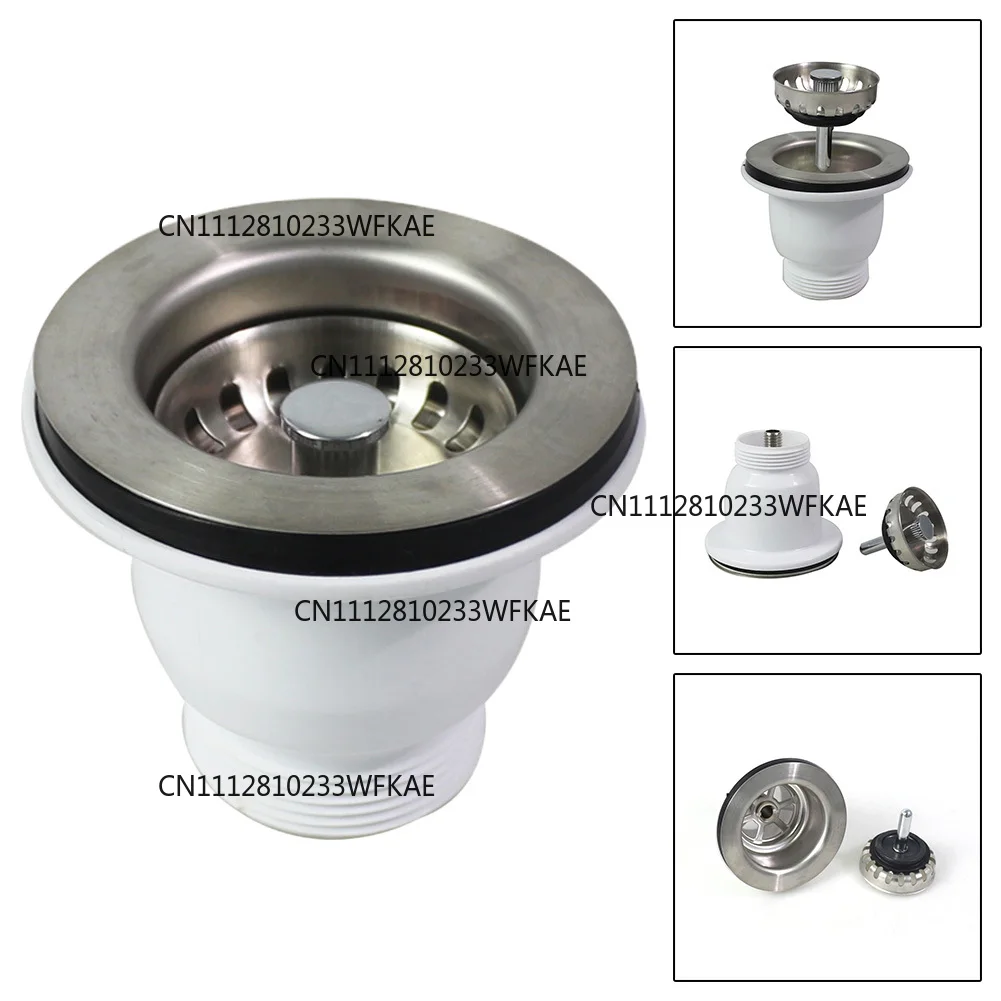 Sink Filter Kitchen 60mm Stainless Steel Sink Mini Basket Strainer Waste Kit 85mm Flange Bathroom Sink Strainer