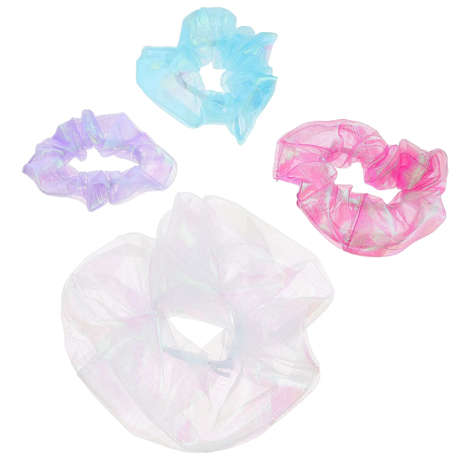 4Pcs Organza Hair Ties for Women Elegant Smooth Elastic Scrunchies Ropes Ideal for Ponytail Combing Hair Fixing during Daily