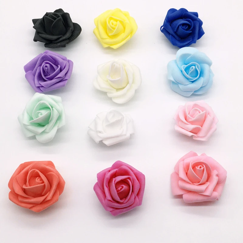 30pcs/lot 4cm Rose Flowers DIY Handmade Wreath Artificial PE Foam Flower Head Scrapbooking Craft Fake Flowers Wedding Decoration