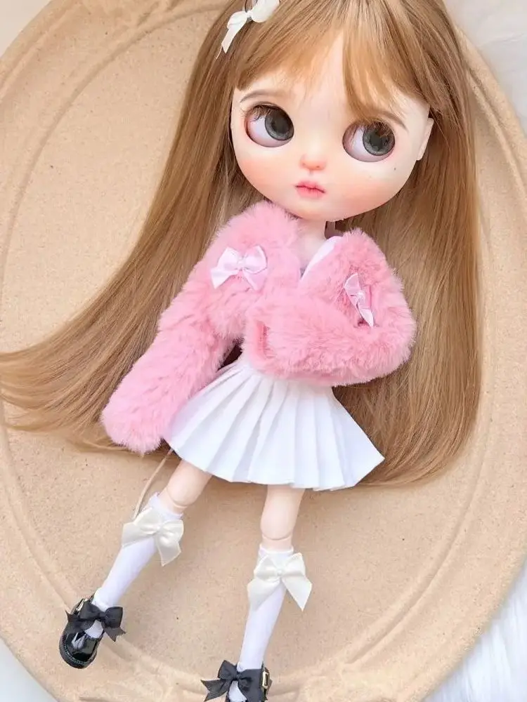 Blythe Doll Dress Set OB22 OB24 AZONE Plush Jacket Winter Set Blythe doll clothes Handmade 28-30cm Doll Accessories Cute Doll