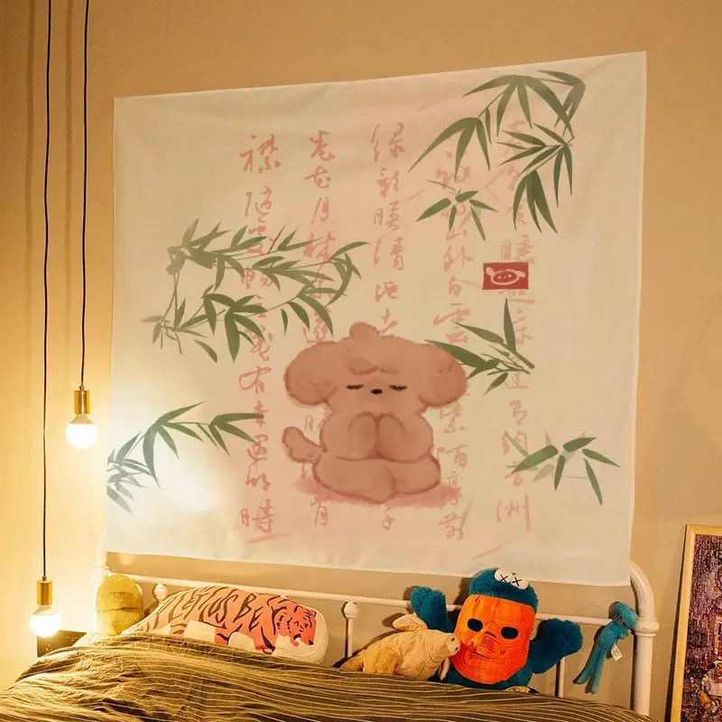 VIKAMA Happy Party Dog Collection Tapestry, Multiple Cute Dog Balloon Cartoon Background Cloth for Room Decor