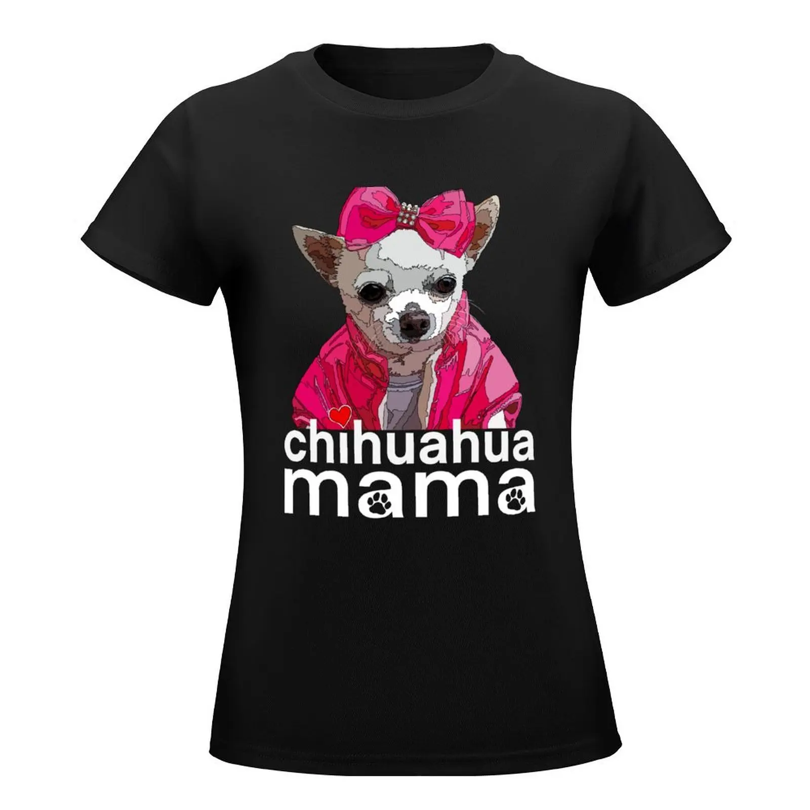 Lovely Chihuahua Mama With A Bow T-Shirt anime clothes summer tops shirts graphic tees Women's summer blouses 2024