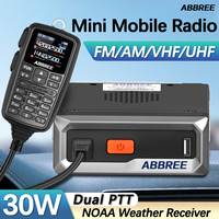 ABBREE 30W Mini Mobile Radio VHF UHF NOAA AM Transceiver Wireless Copy Frequency Car Radio Walkie Talkie With Dual PTT Speaker