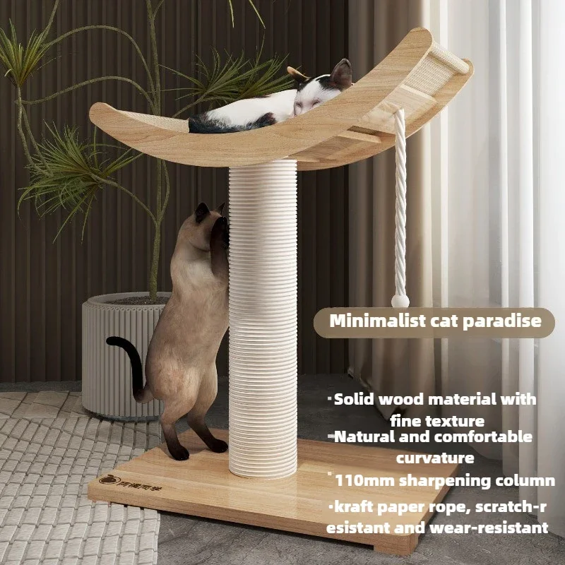 

Cat Climbing Frame Solid Wood Grip and Wear Resistance Cats Nest Grinding Claw Post Cat Tower Scratcher Pet Furniture Products