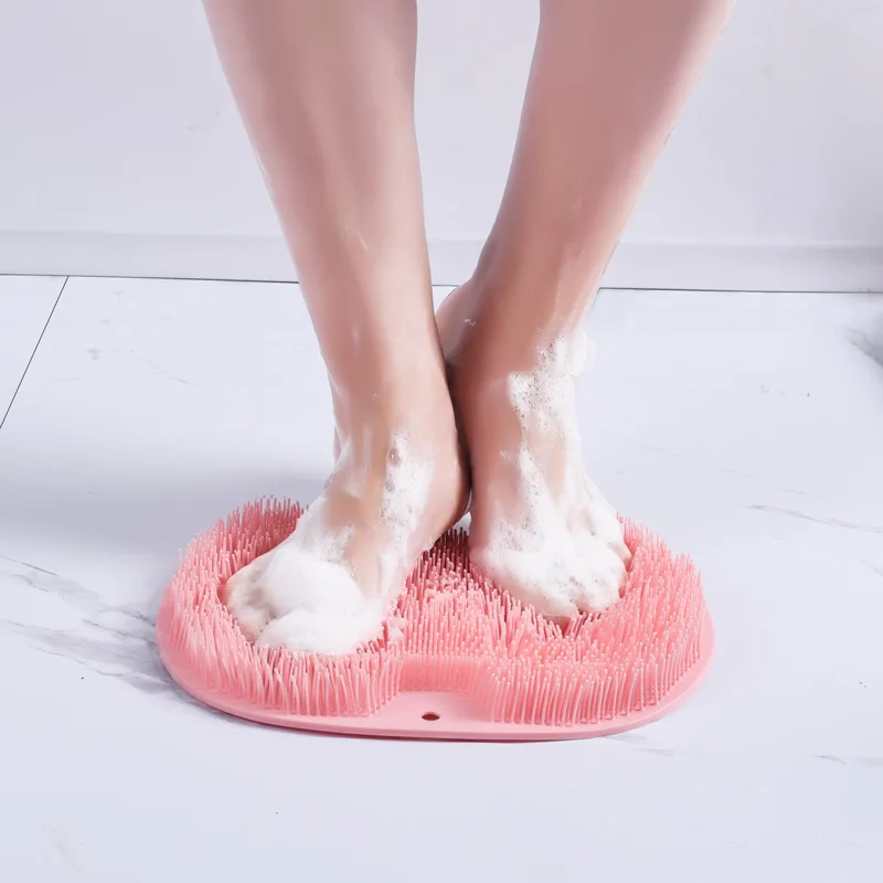 Rascador de masaje de ducha exfoliante, alfombrilla de baño antideslizante, cepillo de masaje de espalda, lavado de pies de silicona, herramienta de