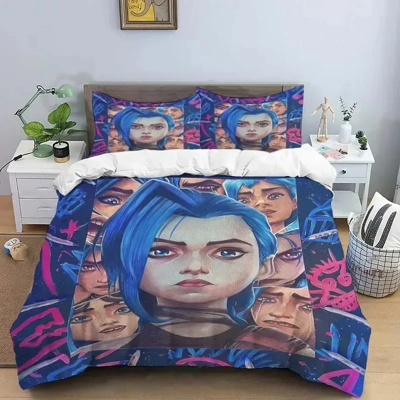 3D Print Jinx Arcane Bedding Set Duvet Cover Bed Set Quilt Cover Pillowcase Comforter king Queen Size Boys Adult Bedding Set