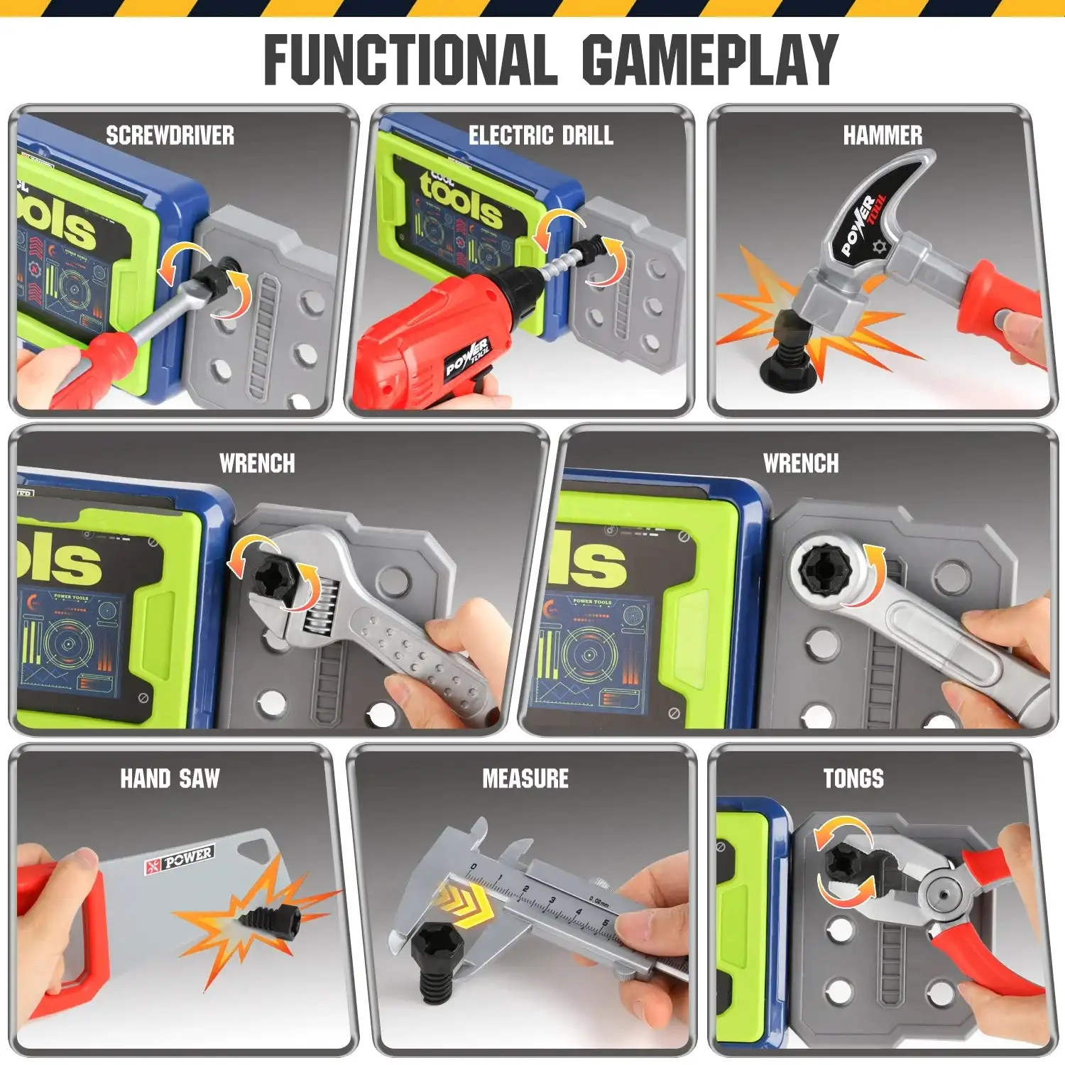 مجموعة عربة أدوات الأطفال مع مثقاب كهربائي لعبة منضدة البناء للأطفال الصغار هدية عيد الميلاد للأولاد