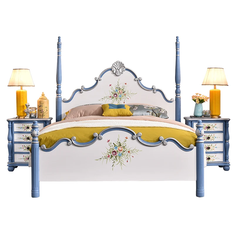 

French retro American pastoral milk wind master bedroom solid wood bed European bed
