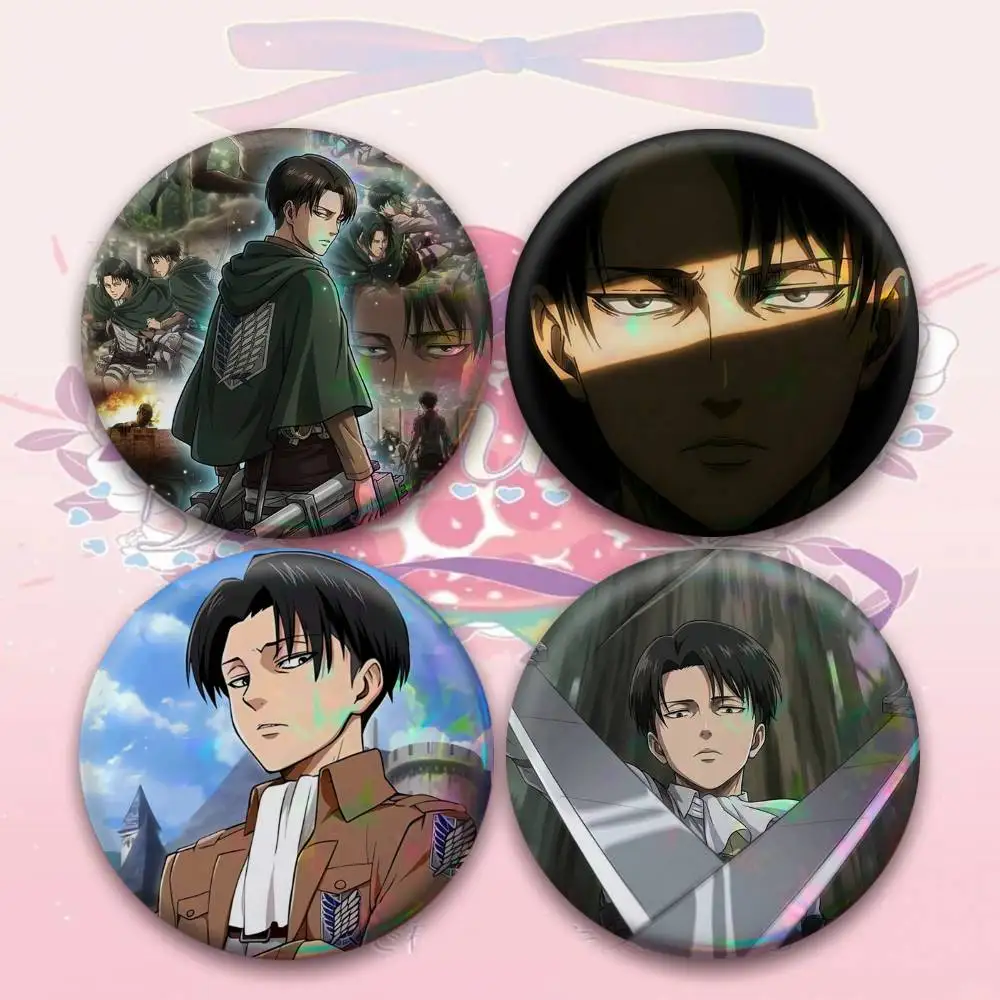 Attack on Titan Levi Ackerman Laser Badge Applicable For Backpack Clothes Hats Decor Creative Accessories