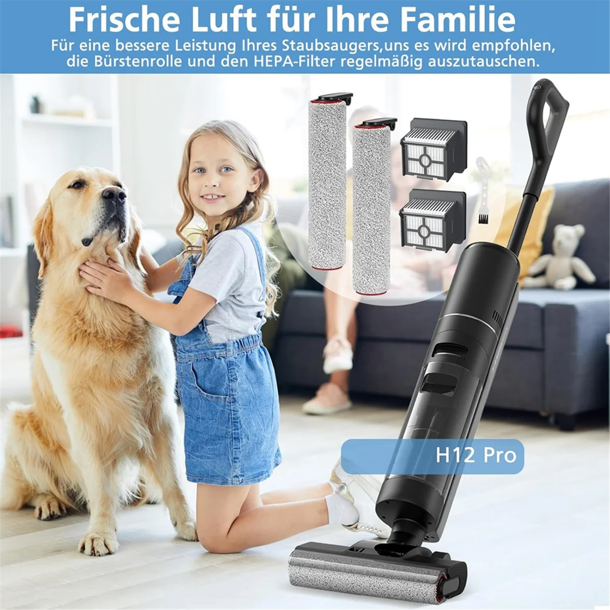 Рулон щетки A62X и фильтр Hepa для запасных частей для пылесоса Dreame H12 Pro для влажной и сухой уборки