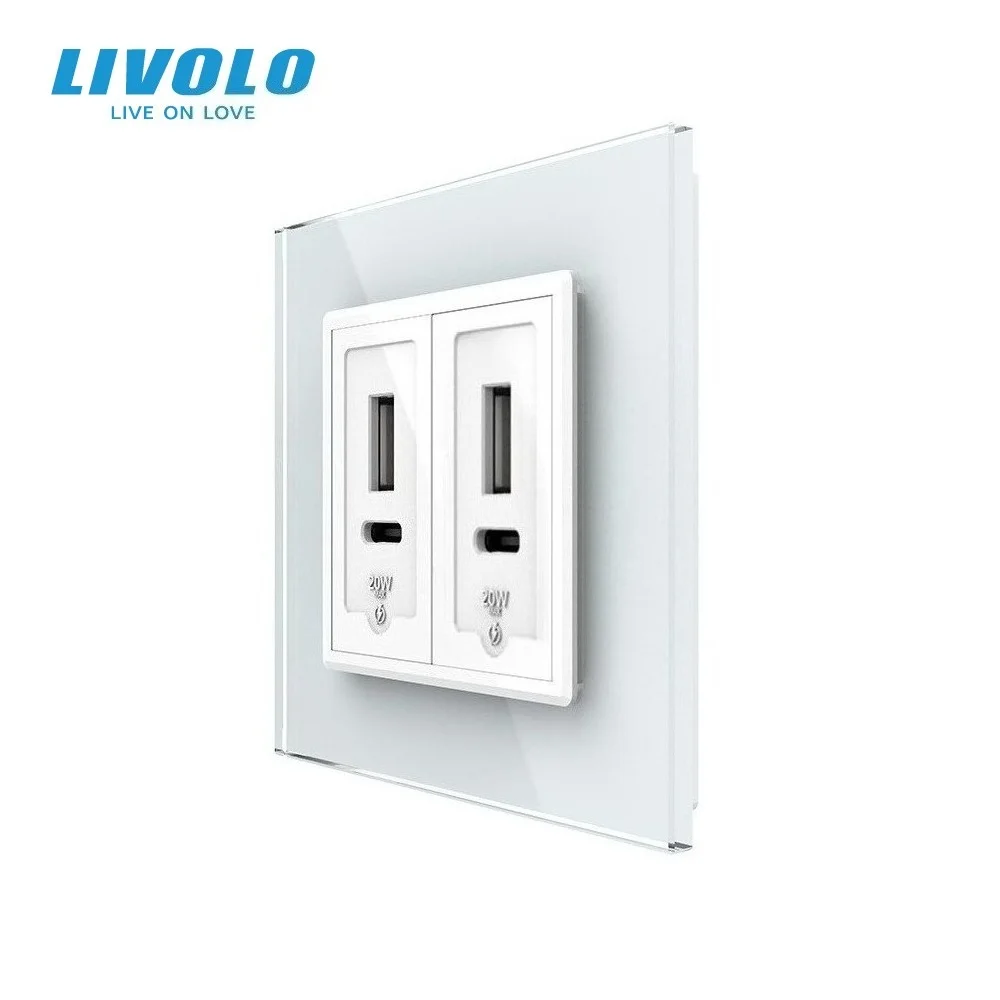

Livolo 20W Быстрое зарядное устройство USB A&C с универсальным разъемом Plug & Play 5V 2.4A для смартфонов, планшетов, ноутбуков