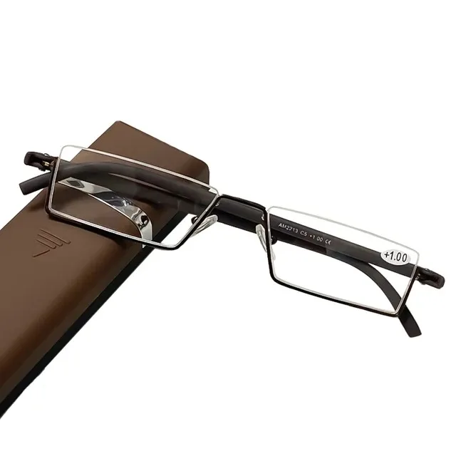 Quadratische Halbrahmen-Lesebrille für Männer und Frauen, modische Presbyopie-Brille, Anti-Blaulicht, Vintage-Business-Dioptrienbrille +1,0 – Detail 7