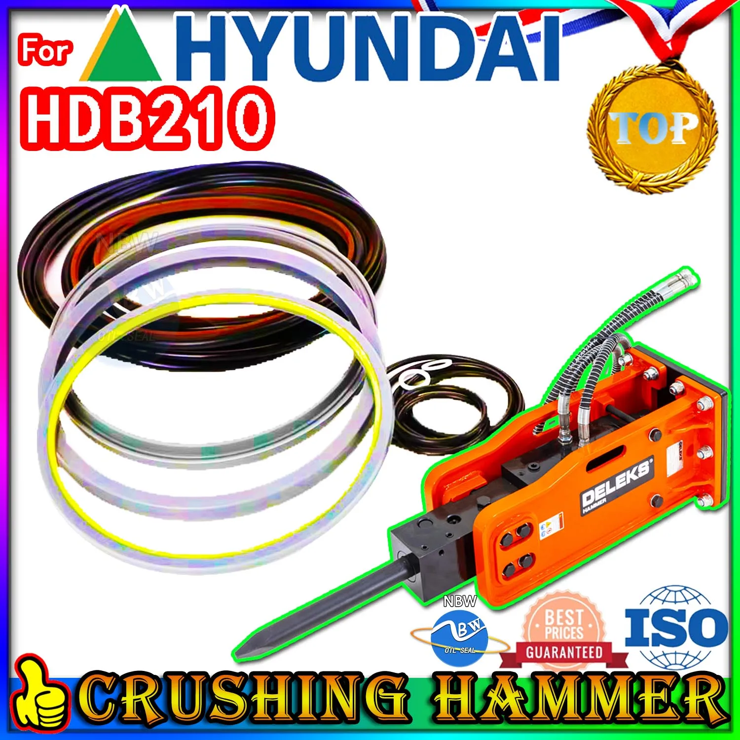 

For Hyundai HDB210 Crushing Hammer Oil Seal Repair Kit Excavator Hydraulic Cylinder Broken Breaker Set Heavy Maintenance type