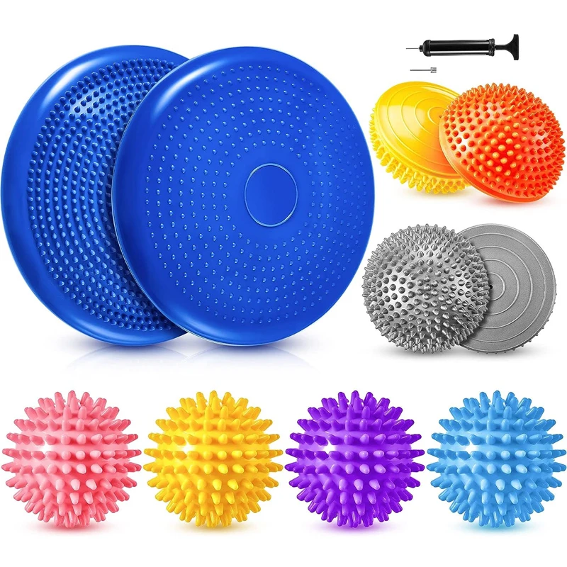 Wobble Cushion Balance Disc Balance Pods Spiky Massage Balls Sensory Wiggle Seat with Pump Inflatable Stepping Pads Dropshipping