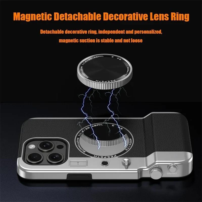 Retro Bluetooth Camera Phone Case with Magnetic Mirror Hard PC Cover for Magsafe IPhone 15 14 13 12 11 Pro Max i15 Macsafe Cases