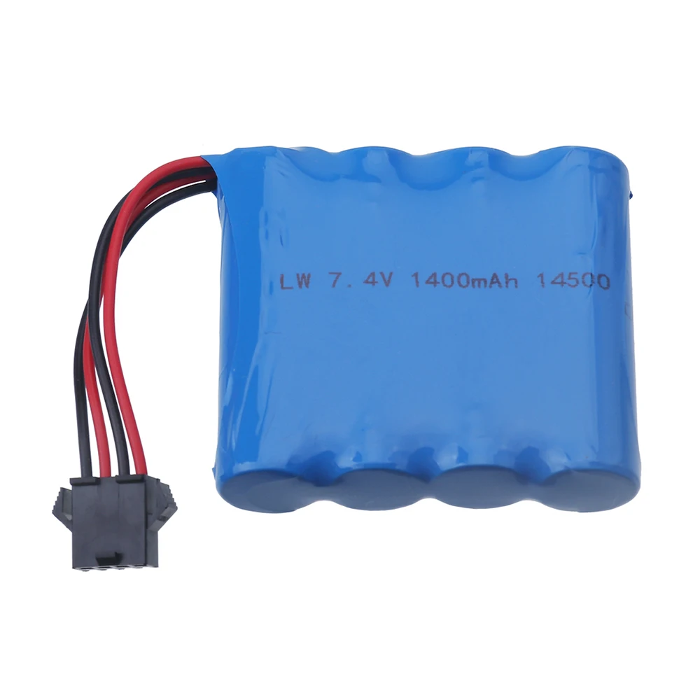7.4V 1:16 RC Car Battery for DE36 DE36W DE65 1809 Off-Road Vehicle High-Speed Climbing Cars, 14500 7.4V 1400mah Battery