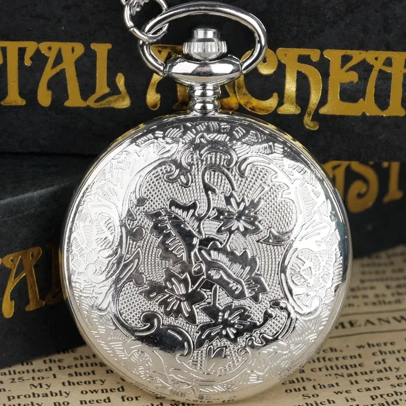 Nieuwe Mode Zilveren Quartz Zakhorloge Steampunk Holle Skelet Analoge Hanger Ketting Mannen Vrouwen Gift