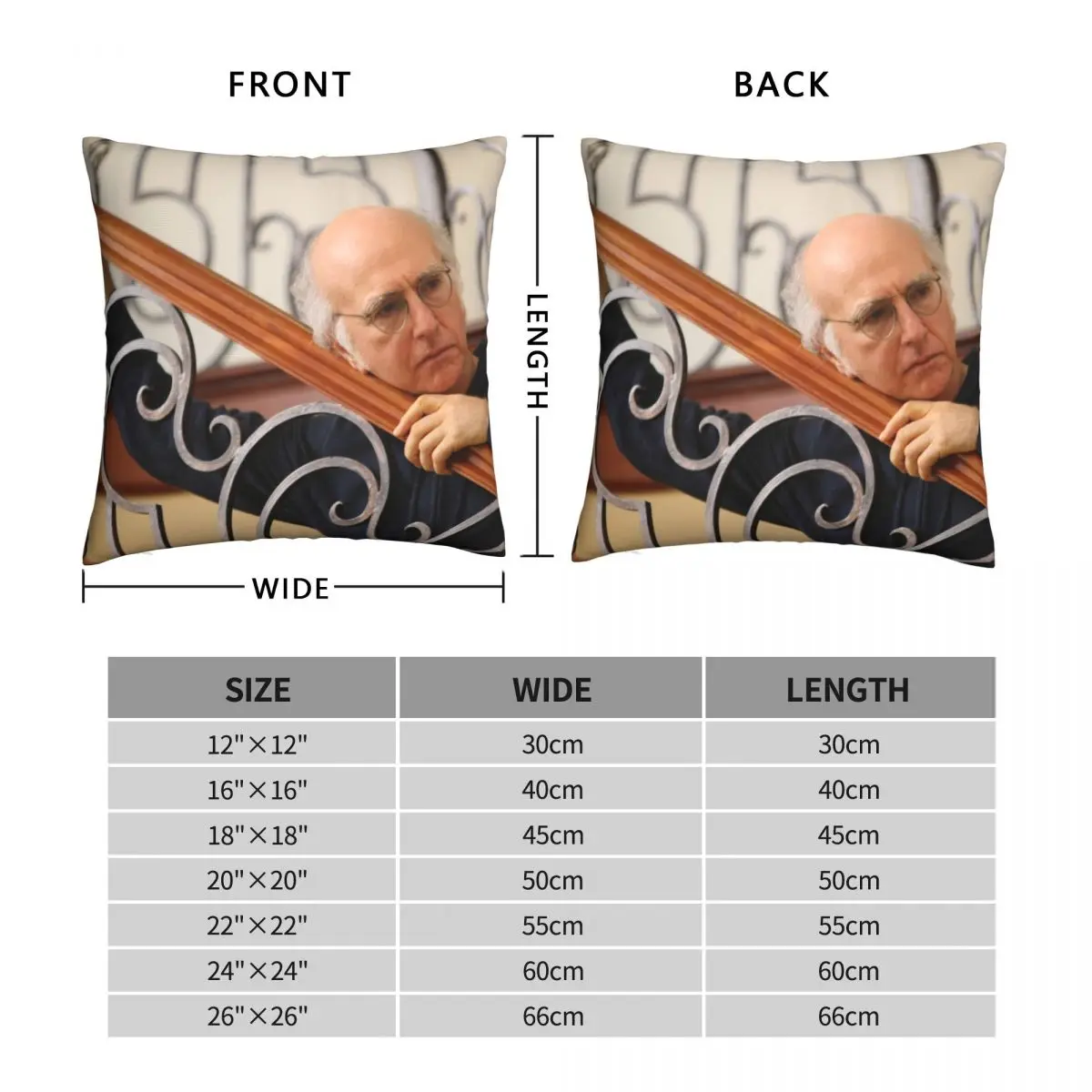 Curb Your Larry David Square Pillowcase Polyester Linen Velvet Pattern Zip Decor Pillow Case Bed Cushion Cover Wholesale