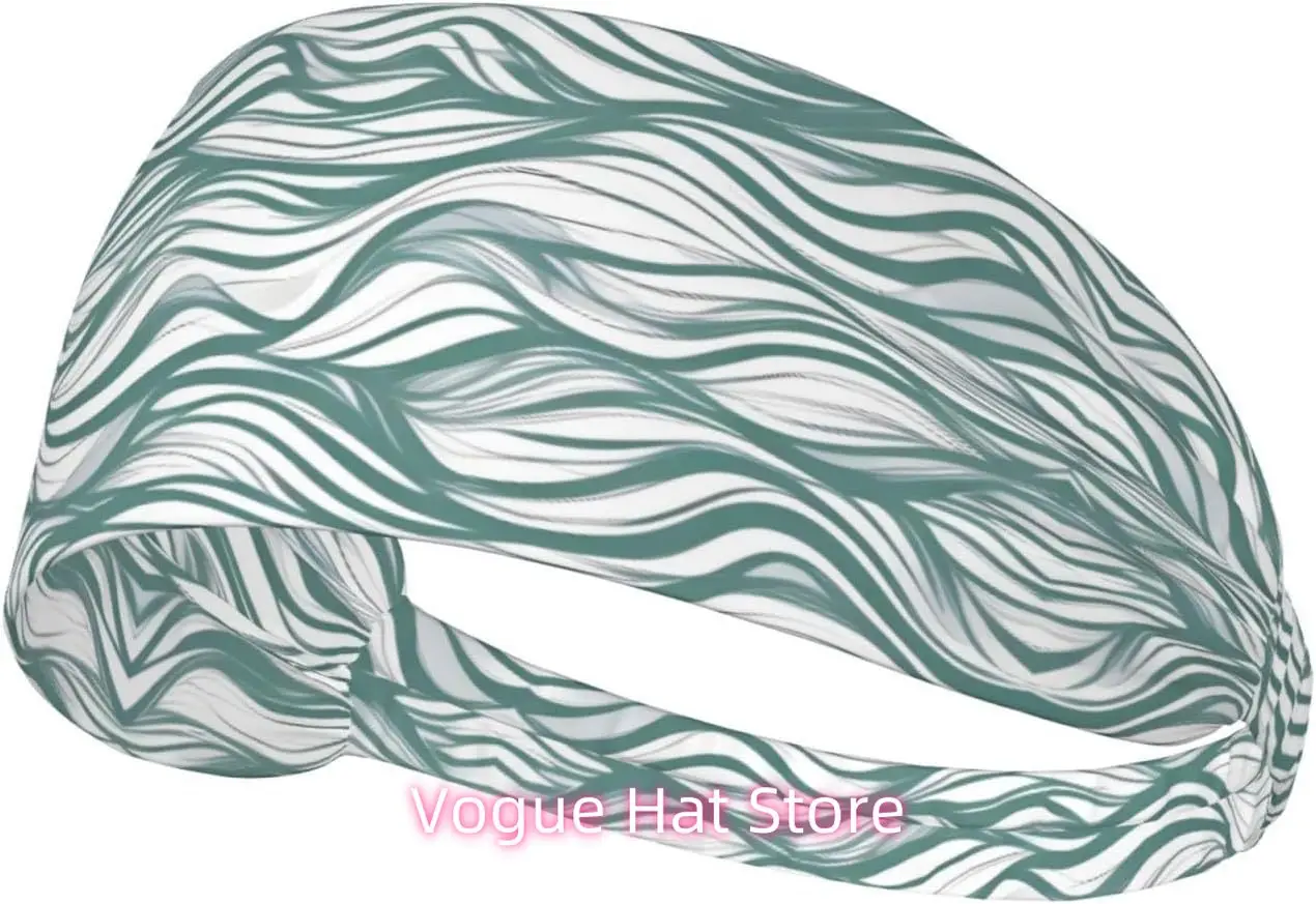 

Elastic Exercise Headband, Outdoor Sports Elastic Headband, Fitness, Yoga, Running, Cycling Green Wavy Stripe Pattern