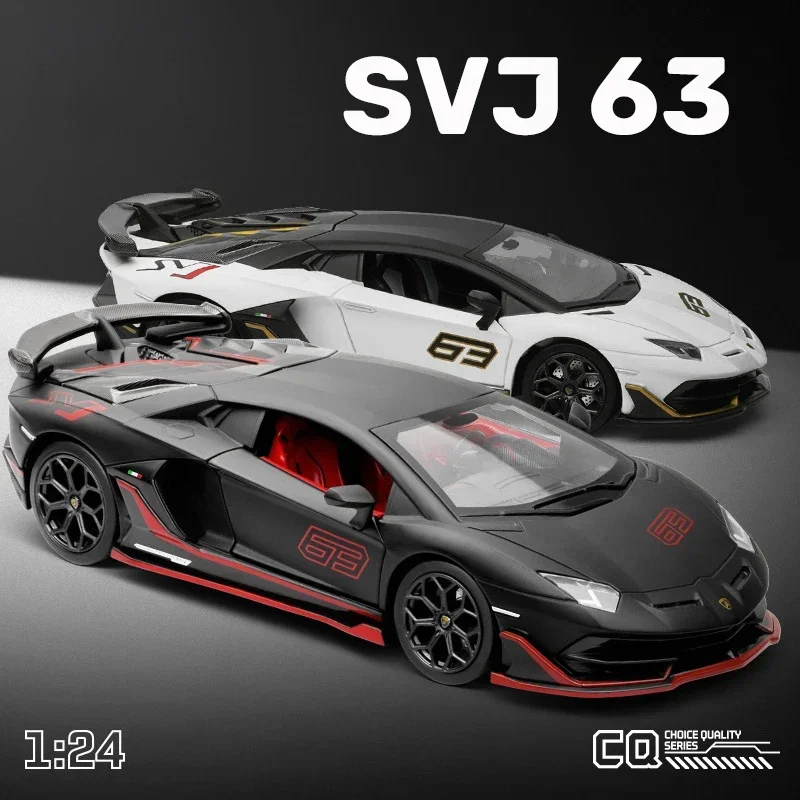 1:24 Scale SVJ 63 Alloy Car Model Diecast Car Light Effects Lovers Collection Kids Birthday Gift Metal Boys Toys