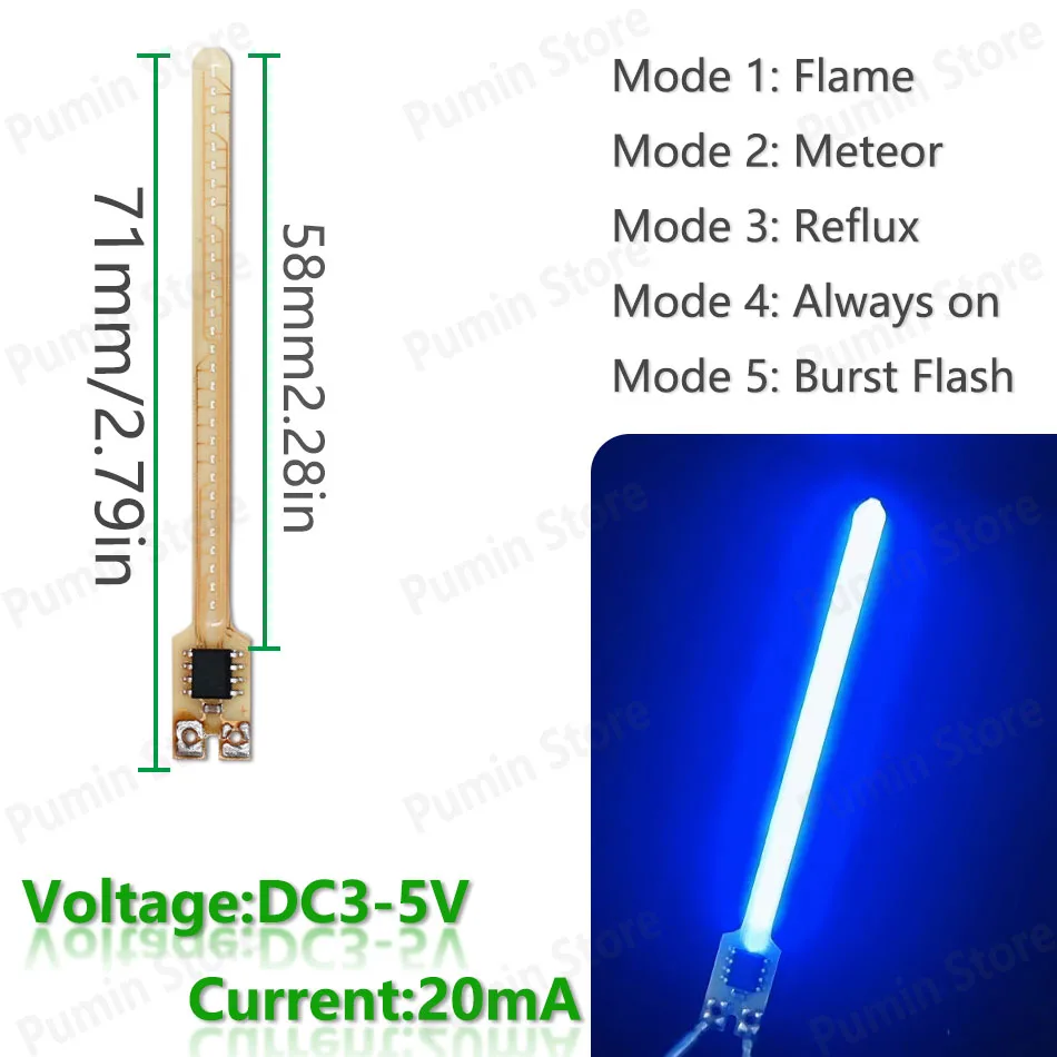 5 Stück Neue LED-Meteorlichter mit DC3-5V Fünf Modi Flammen-Meteor 9 Farben für Retro-Wandleuchte Autolicht Warnlichtquelle