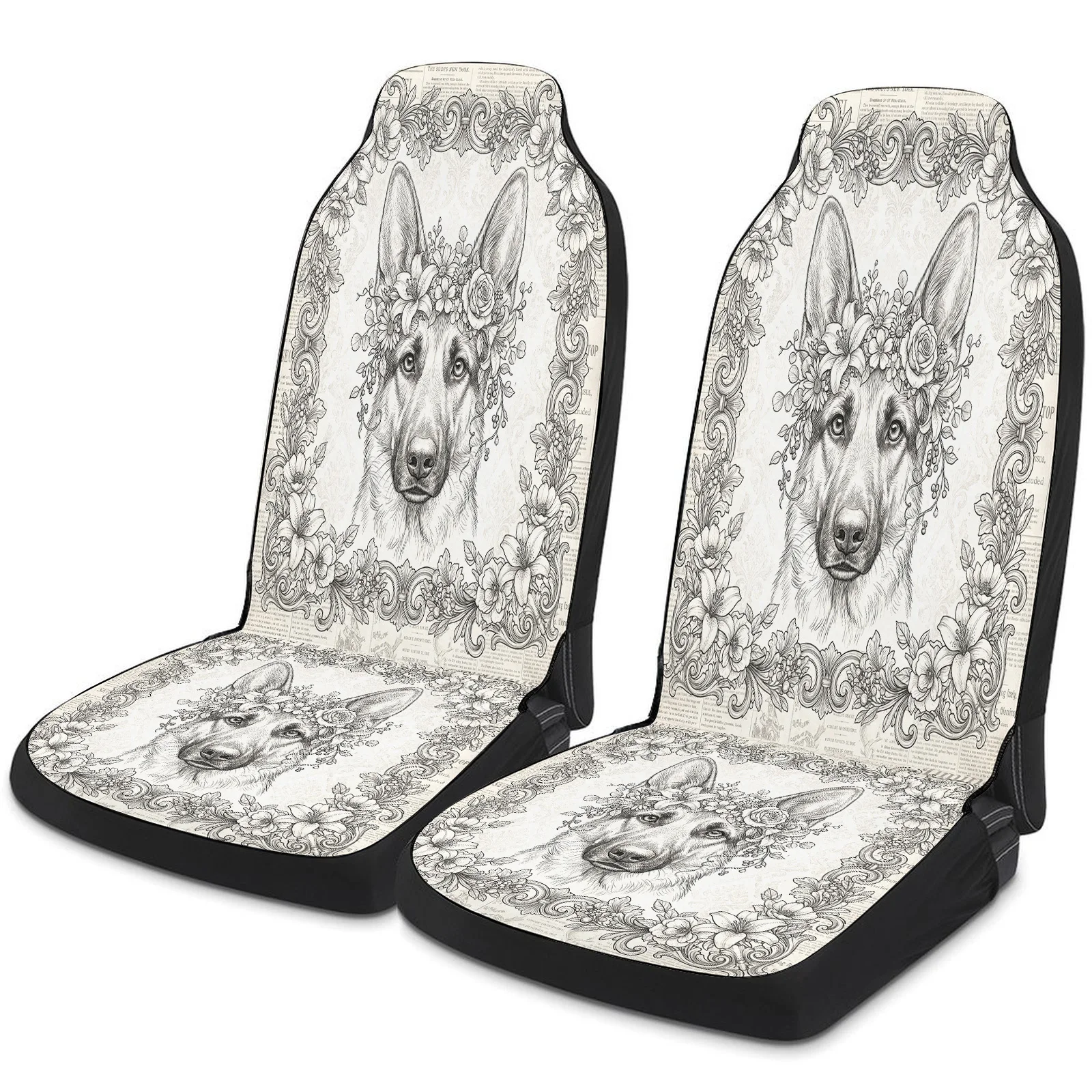 German Shepherd Themed Car Seat Cover Set For Most Cars Trucks, Trendy Breathable Car Seat Protector Covers Full Set, Universal