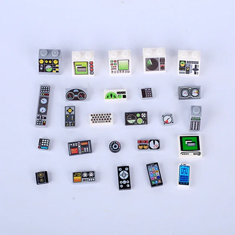 مدينة الطباعة بنة MOC أجزاء الكنز وحدة تحكم الكمبيوتر المحمول لعبة الغذاء الخشب الحبوب تسجيل الصوت صندوق البريد لعبة هدية K046