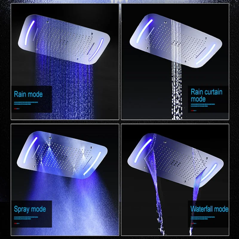 Luxury 6 FUNCTIONS LED SHOWER FAUCETS 710X430 MM LARGE RAIN MIST WATERFALL BUBBLE HIGH FLOW THERMOSTATIC SHOWER SET