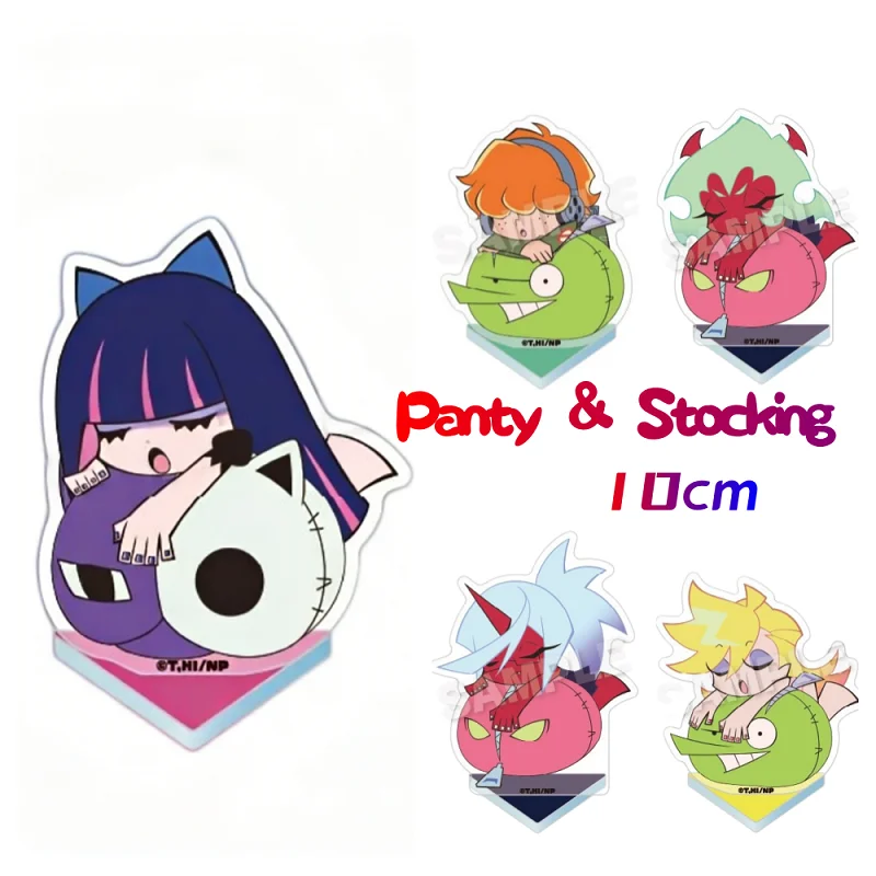 Anime Panty & Stocking with Garterbelt Figure Acrylic Stand Ornament Cute Desktop Model Props Fans key chain Gift 10CM