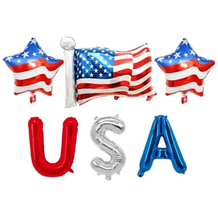 Décorations du 4 juillet, ballons rouges, blancs et bleus, décorations patriotiques de fête américaine du 4 juillet, ballons drapeau américain