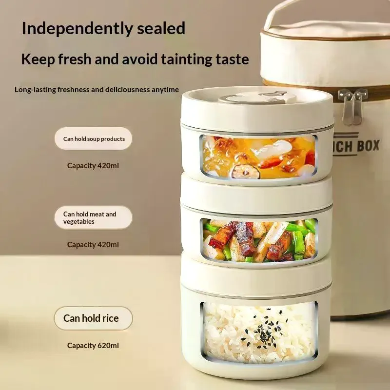 

Portable Stainless Steel 304 Thermal Lunch Box With Bag Large Capacity Multi Layer Thermos Bento Box BPA Free Food Container