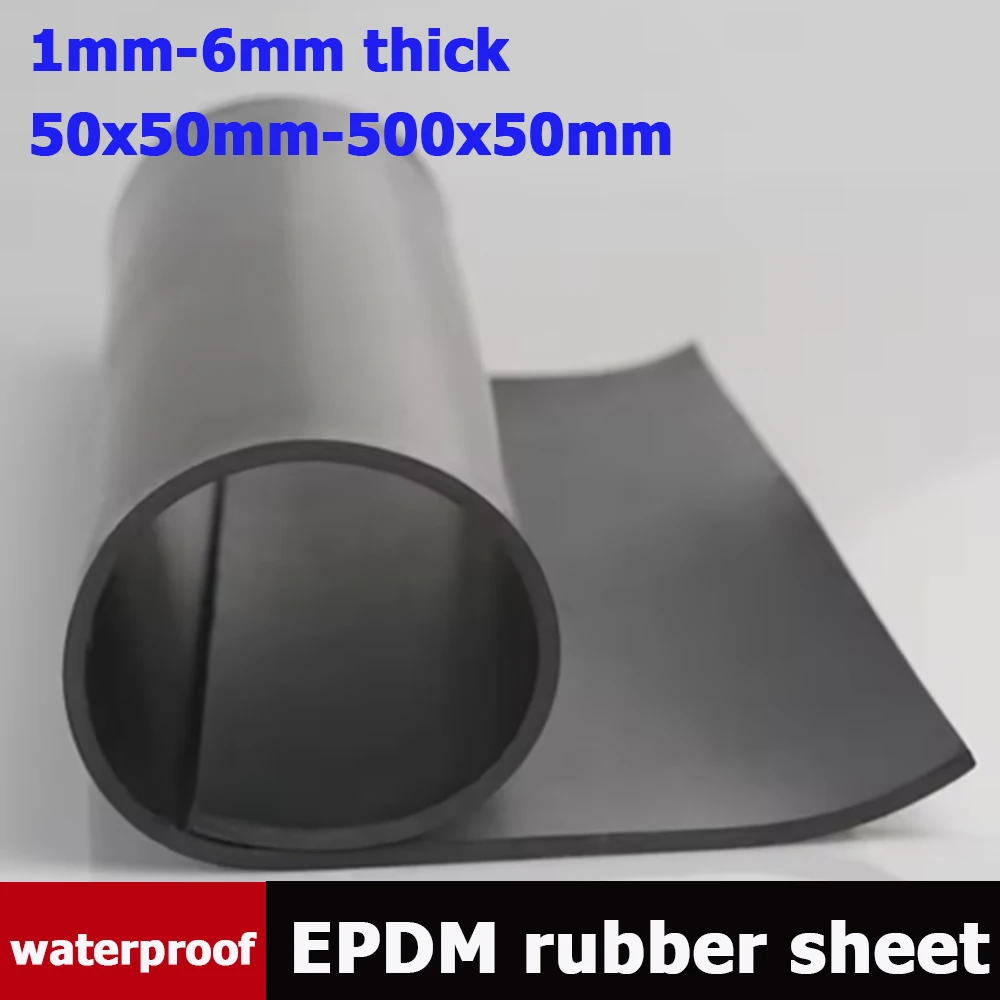 1-20Pcs EPDM Rubber Sheet 1mm-6mm Thick Acid Alkali Resistant Anti-Collision Shock Absorbing Rubber Pad 50x50mm-500x500mm Waterp