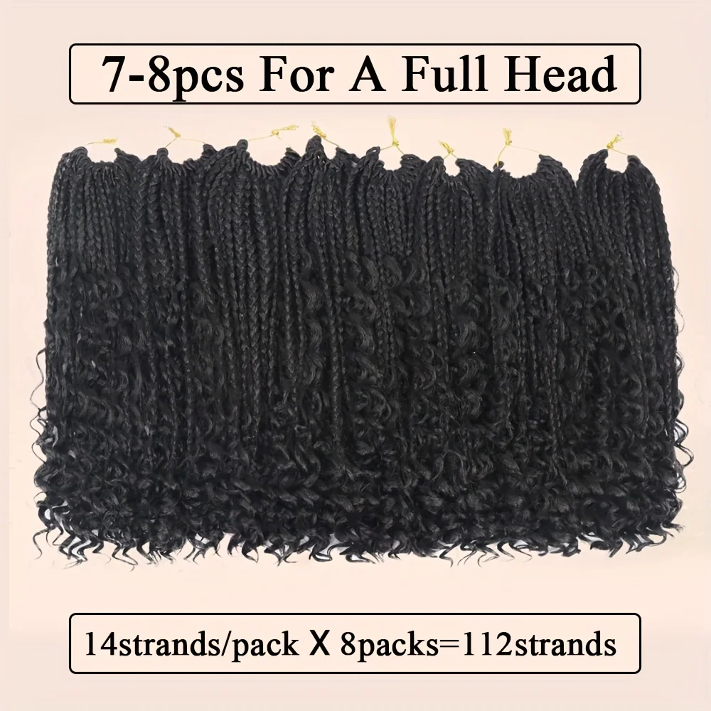 وصلات شعر صناعية - 8 عبوات 1B 8 بوصة ضفائر كروشيه بوهو مموجة عميقة مسبقًا مع أطراف مجعدة بحجم 3X #5