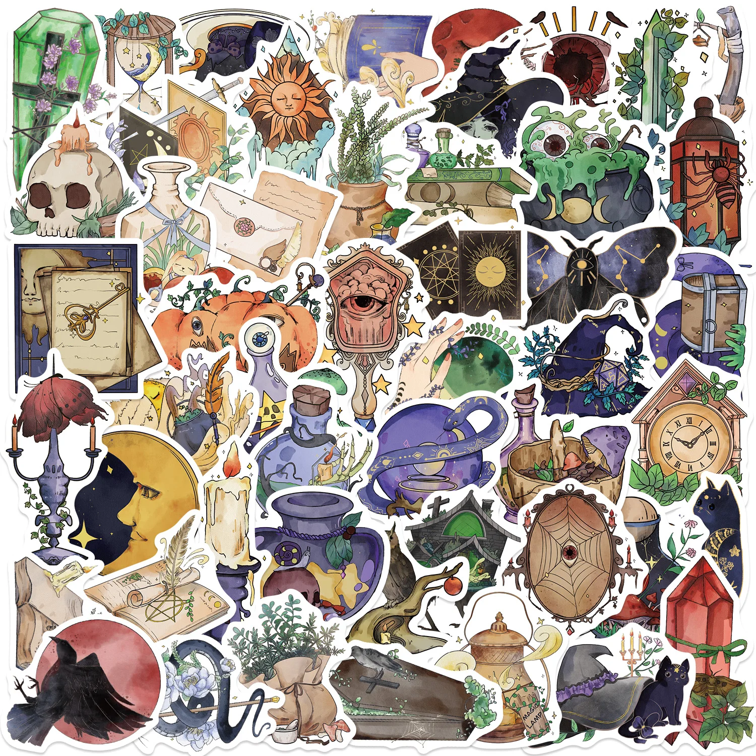 50PCS Halloween Gothic Hexe Magie Cartoon Aufkleber Wasserdicht DIY Skateboard Notebook Coole Dekoration Aufkleber kinder Spielzeug