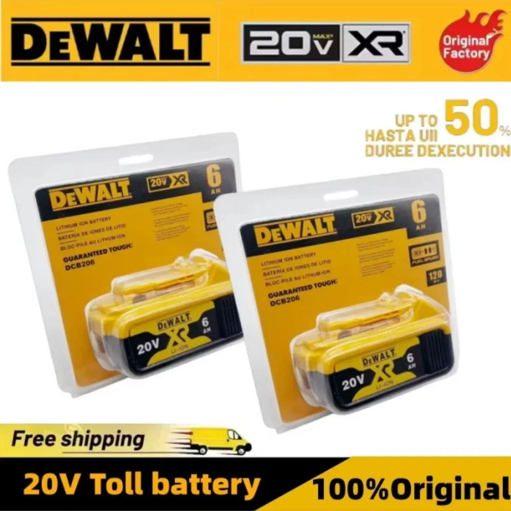 100% Original 20V 6.0Ah MAX Battery Power Tool Replacement For DeWalt DCB184 DCB181 DCB182 DCB200 20V 5A 6A 18Volt 20v Battery.