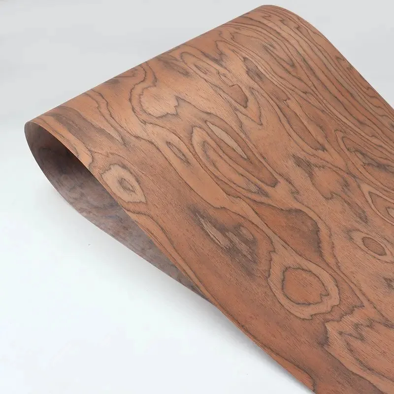 56cm ×250cm Brown Burl Wood Veneer Sheet, Exotic Engineered Veneer for Inay Woodworking Furniture Plywood Wall Art Villa Decor