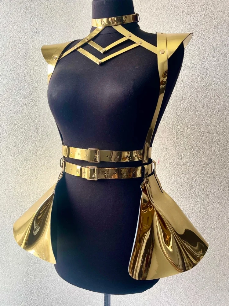 Музыкальный фестиваль киберпанк голографическое красочное платье на подтяжках аксессуары для выпускного вечера пояс косплей костюм блестящая карнавальная вечерние юбка