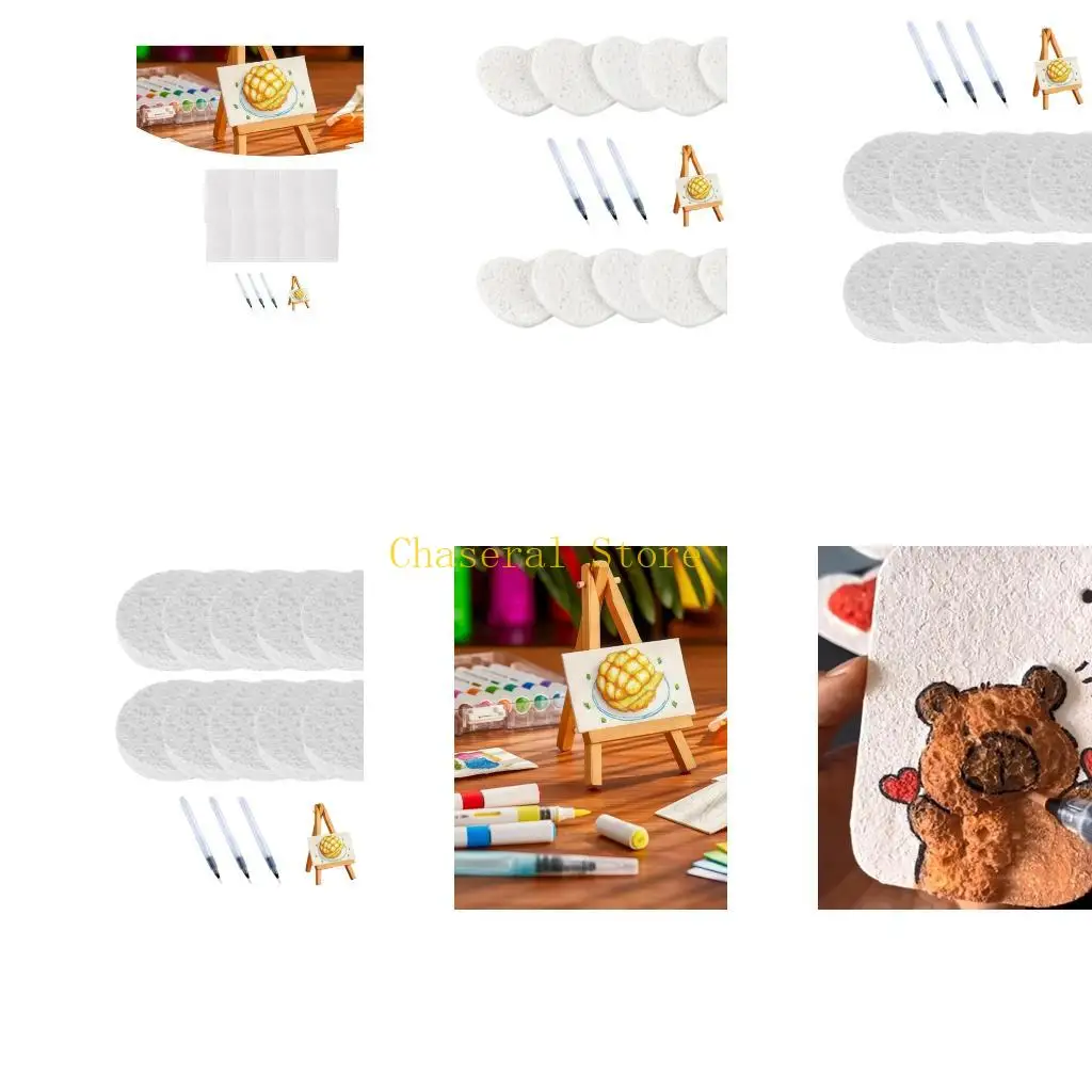 E7CE 10 Sheets DIY Puff Painting Paper Craft With Markers And Miniature Easel For Kids Adult Creative Texture Craft