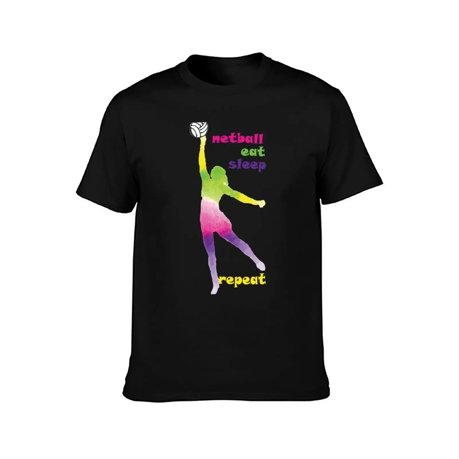 Netball Eat Sleep Repeat T-Shirt, Summer Casual Cotton Tee, Oversized Streetwear Tops, Vintage Graphic Print, Unisex Men Women