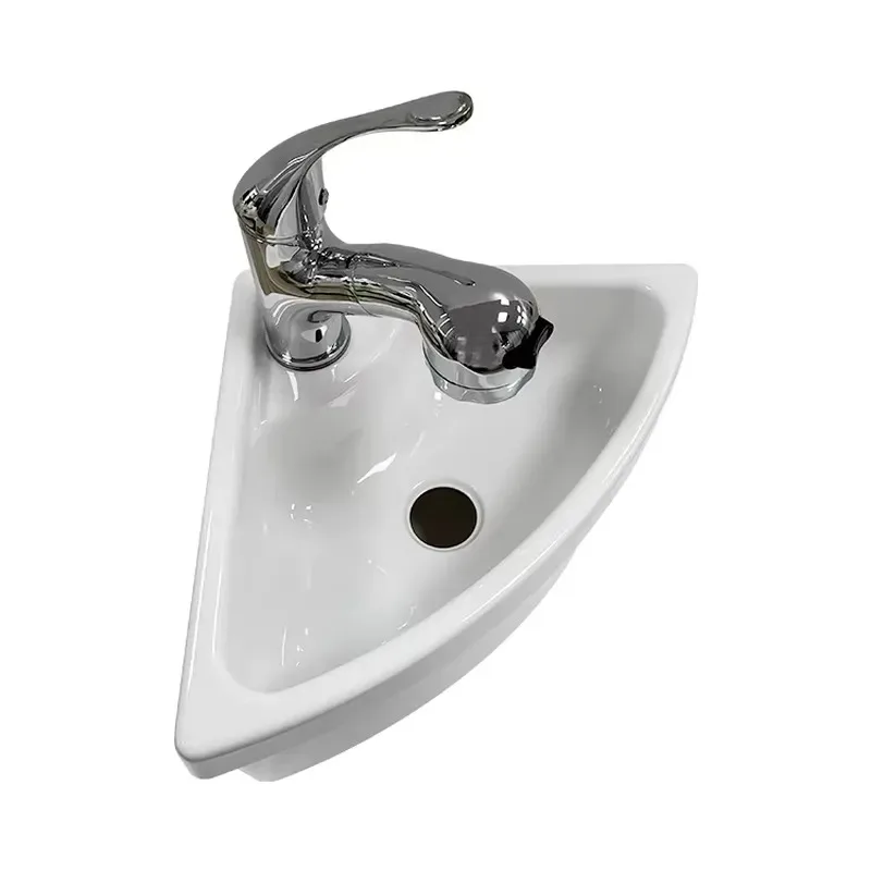 Hot Sale JDA Boat Caravan RV Camper White Acrylic Triangular Wash Basin Sink with Faucet Drain Hose Kit Lightweight Washing