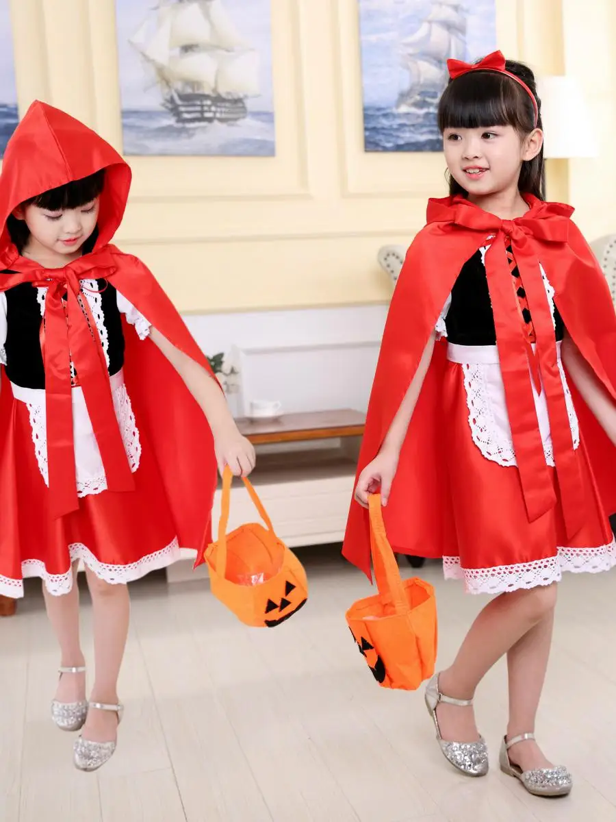 زي تنكري للأطفال على شكل أميرة الهالوين، ملابس تنكرية للفتيات الصغيرات على شكل ليلى والذئب، ملابس أداء للنساء البالغات #2