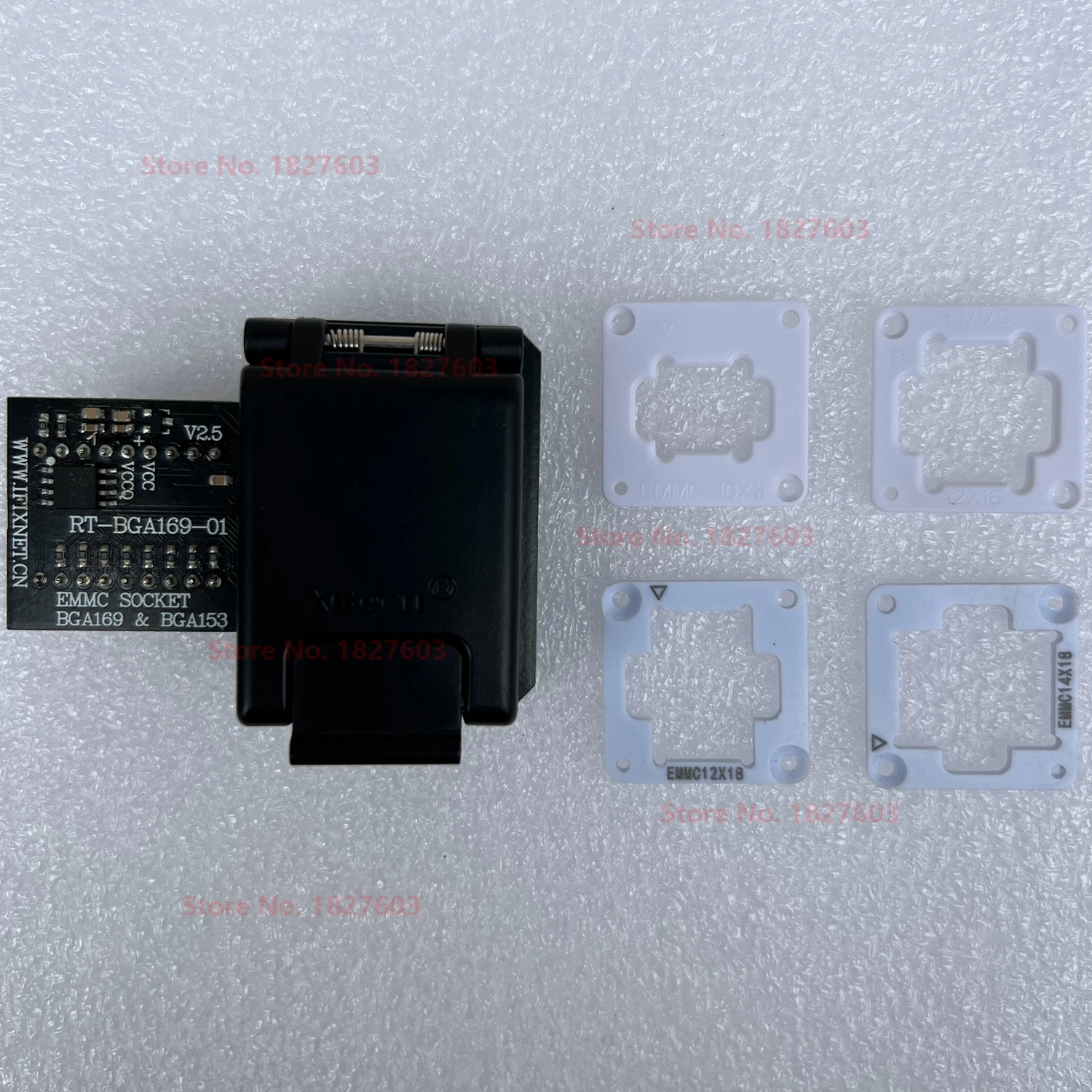 V2.5 RT-BGA169-01 EMMC socket EMMC153 EMMC169 Adapter + 5PCS Limit frame For RT809H Programmer,BGA Probe Holders，100,000 cycles