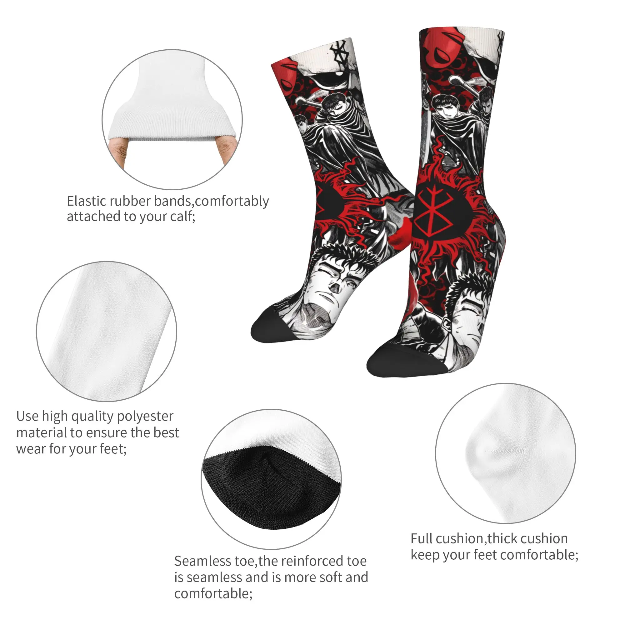 Anime Berserks Guts Socken Retro Strümpfe Männer Weiche Atmungsaktive Lauf Socken Winter Benutzerdefinierte Anti Bakterielle Socken – Detail 6