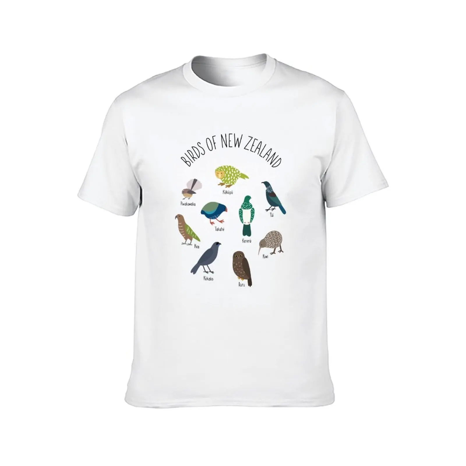 طيور نيوزيلندا - كيوي، كاكابو، توي، فانتايل، كاكا، كيا تي شيرت رجل تي شيرت جرافيك تي شيرت #2