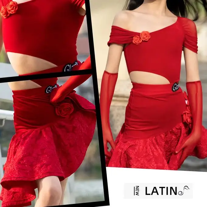 

Popular stage Latin Skirt Ball Dance CompetitionDressStage CostumeDancewear Outfits Evening Girls Line Party Prom Sports Clothes
