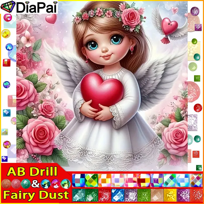 

Диапай, Сказочная пыль AB, Полный алмаз, «крылья девушки розы», «сделай сам», 5D алмазная живопись, вышивка крестиком, домашний декор, картина ручной работы