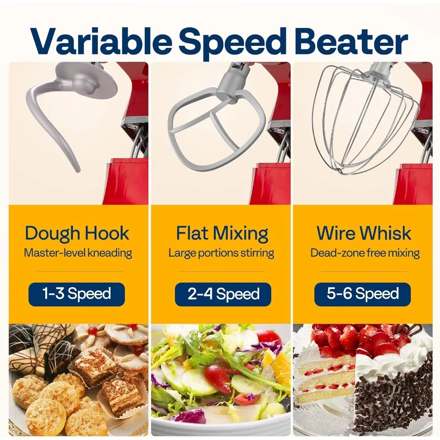 家庭用9in1多機能スタンドミキサー（発酵機能付き）：6段階速度設定、7.5クォート容量、内蔵